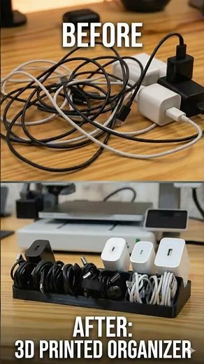 Taming Cable Chaos! 🔌 3D Printed Organizer #shorts