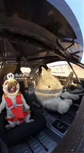 How Many People Would Ride with This Little Bunny Driving? 🚗🐰 #funny #cute #rabbit #animals#bunny