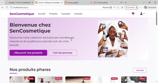 un site de vente en ligne moderne, rapide et efficace pour vos produits cosmétiques ? Nous vous proposons une solution e-commerce complète, développée avec PHP, Bootstrap et JavaScript, prête à être utilisée immédiatement. ✅ Design moderne et responsive (mobile, tablette, PC) ✅ Système de panier et de commande 100 % fonctionnel ✅ Gestion des produits (prix, images, descriptions, catégories) ✅ Interface fluide et rapide ✅ Sécurité et performance optimisées ✅ Facile à personnaliser selon votre mar