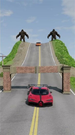 Cars & Long American Truck vs Logs Trap - BeamNG.Drive #shorts #beamngdrive #bus #shorts