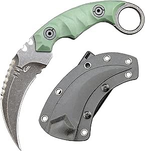 C1691N Fixed Blade Knife,D2 Steel Nylon Fiberglass Handle Claw Knife for Survival, Outdoor, EDC, Hiking, Camping with Kydex Sheaths(Green)