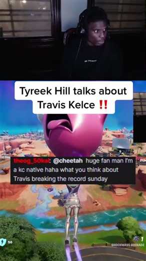 Travis Kelce Record Breaker Reaction by Tyreek Hill | NFL Fortnite