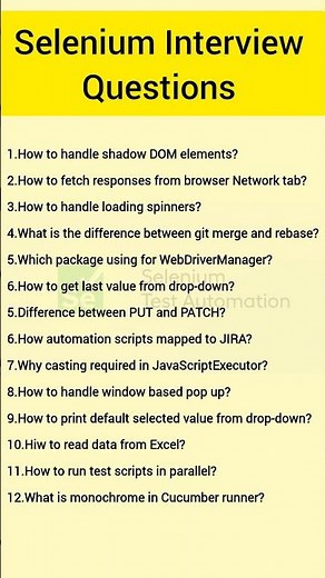 Top Selenium Interview Questions #selenium#testing#interviewtips