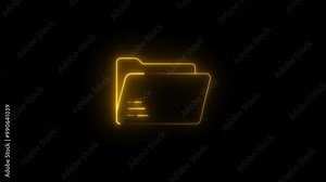 Glowing neon file folder sign. neon files and folders icon. neon Folder icon isolated on black background.