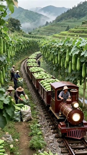 Plantations use trains to transport fruits and vegetables#shorts #farmer #fruit #nature #agriculture