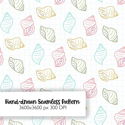 Seashell Seamless Pattern, Digital Download for Summer Crafts, Beach Decor, Nautical Art Prints - Etsy