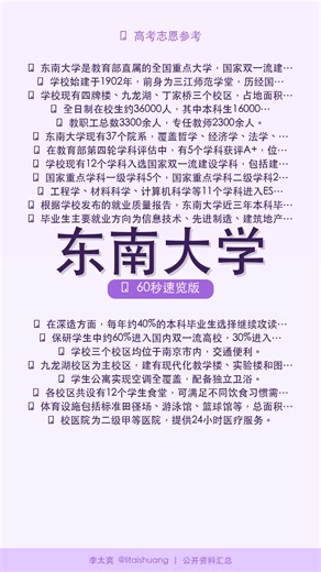 东南大学：顶尖工科建筑土木电子强势学府 (精炼版)