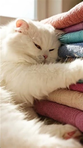 The Fluffy Laundry Inspector: Cat Claims Clean Towels Are Now His Cozy Property 🧺🐈