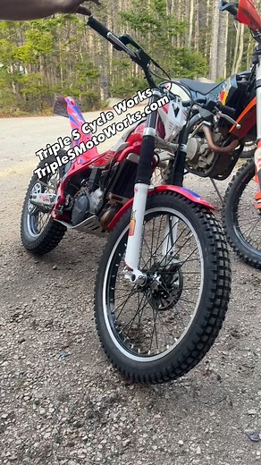2017 Beta 300 trials in for a tune up. If you want to up your hard enduro game a Beta trials bike is a great way to perfect your hard enduro skills. #triplescycleworks #triplesmotoworks #motoshop #trialsbike #betacanada | Triple S Cycle Works