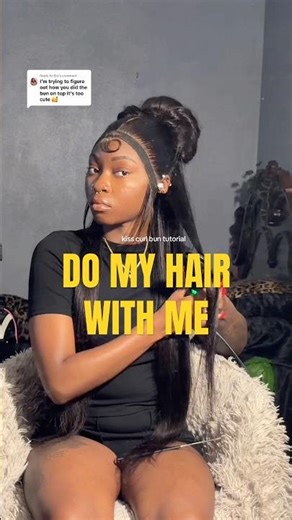 first attempt at a kiss curl bun 🖤