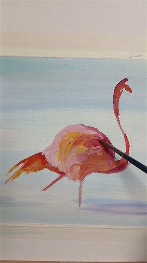 This looks like a mess… wait for it 👀 #watercolor #painting #shorts #flamingo