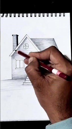 Easy House Drawing with Pencil ✏️ | Step by Step Sketch Tutorial 🏡 #shorts