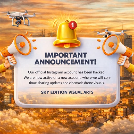 Sky Edition Visual Arts on Instagram: "We are now active on a new account, where we will continue sharing our creative work, updates, and cinematic drone visuals — including aerial photography & videography, event coverage, visual branding, and creative media production. Thank you for your continued support as we move forward. Book us today #skyeditionvisualarts"