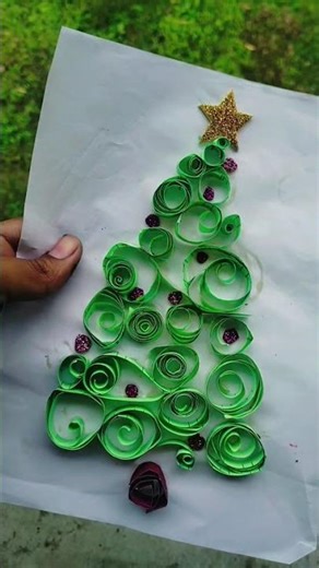 christmas tree making with quilling paper 🎄#trending #art #youtube