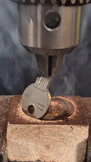 ⚙️ DRILL MACHINE vs KEY 🔑🔥 | Can a KEY Drill Wood? #viral #satisfying