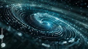 A swirling vortex of binary code resembling a tornado symbolizing the constant evolution and improvements made to encryption techniques in the digital currency world.