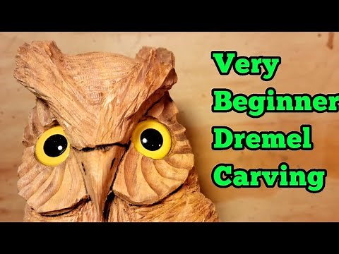 Very beginner Dremel wood carving an owl. Cut by Cut.