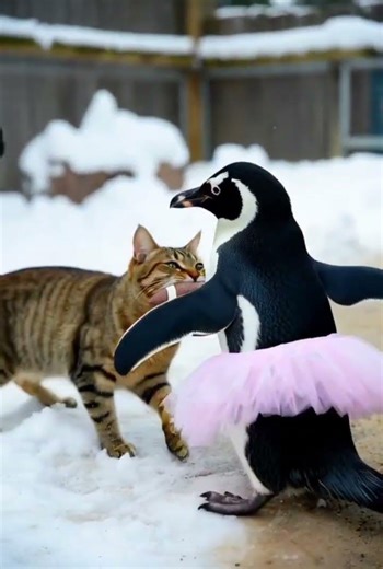 Cat & Penguin Playing Soccer #shortsviral #penguin #cat