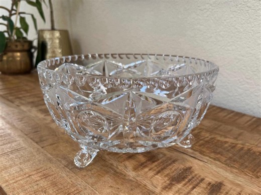 Vintage Lead Crystal Bowl – Starburst, Scalloped Rim, Mid-century Centerpiece - Etsy