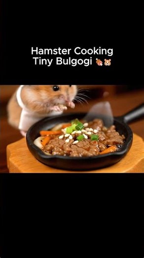 Hamster Cooking Tiny Bulgogi 🍖🐹 #asmr #hamster #shorts
