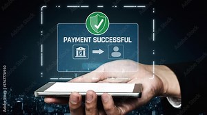 Successful transaction message showing secure payment. Payment confirmed, secured, payment processed, and payment completed with trust and transaction integrity. Marrow