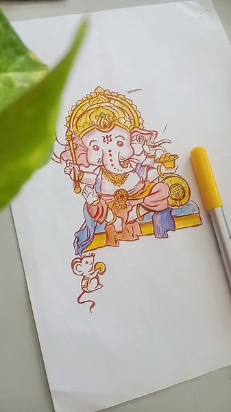 Ganesha 🌼✨ Drawing#cartoon #animation #ganpatibappamorya