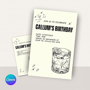 Editable Party Invitation | Customisable Cocktail Downloadable Party Invite - Etsy