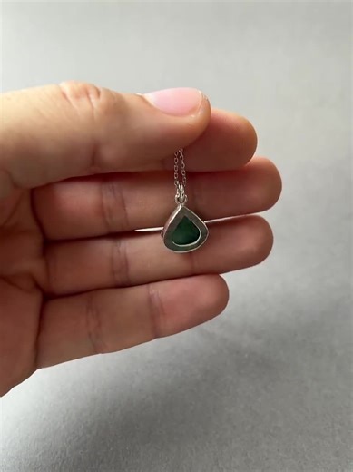 Natural African Emerald Silver Pendant Necklace, Special Piece, Gift for Her Him - Etsy