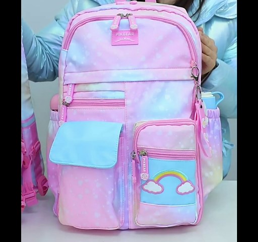 Kawaii Backpack For Boy Girls, Rainbow Starry School Backpacks With Compartments Applicable to Laptop Bag Travel Bag Book Bag, Blue Medium 16.5in