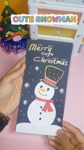 simple greeting card snowman #diy #craftpaper #christmas #art