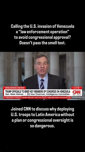 Mark Warner | Thanks for having me @cnn to discuss why the U.S. invasion of Latin America with no congressional oversight or plan is so concerning. | Instagram