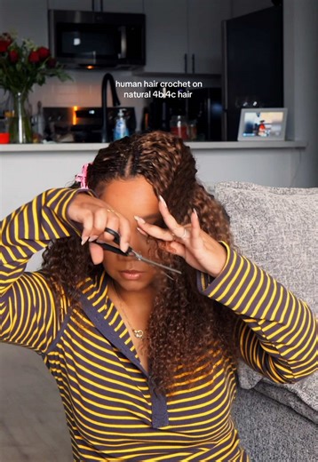 traditional human hair crochet install •• depending on the style you choose, it’s reusable. Full hair tutorial on my YouTube channel ❤️ #hairstyles #crochetbraids #hairstylesforblackgirls #springbreak #hairtok