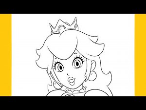 How to draw Princess Peach with guidelines step by step (Super Mario Bros.)