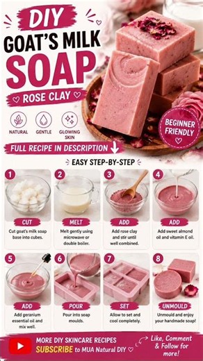 🌹 DIY Goat's Milk & Rose Clay Soap | Beginner-Friendly Melt & Pour Recipe