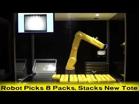 New FANUC LR Mate 200iD/7L Long-Arm Robot Picks & Packs Stackable Products