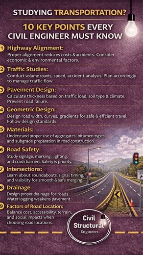 Transportation 10 Key Points #transportation #travel #civilengineering