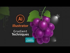 Grape tutorial in Adobe Illustrator for Beginners using just gradient Tool | included subtitles