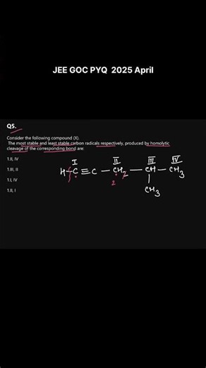 Free Radical Stability Order/JEE -NEET PYQ