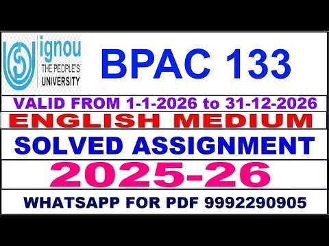 BPAC 133 solved assignment 2025-26 in English || bpac 133 solved assignment 2026 || bpac133 2025-26