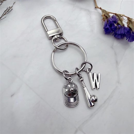 Custom Baseball Bag Charm, Sports Team Gift, Personalized Inital Keychain - Etsy