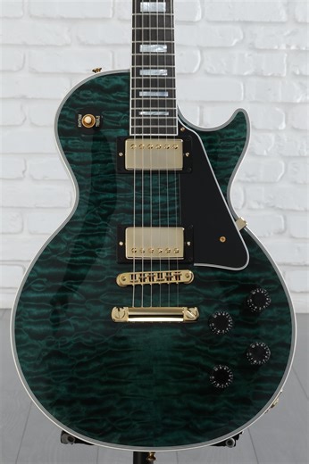 Gibson Custom Dealer Select Les Paul Custom 7A Quilt Top Electric Guitar - Peacock, Sweetwater Exclusive