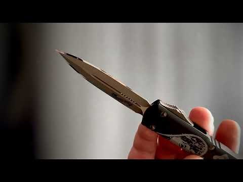 Microtech Ultratech Death Card Bronze Apocalyptic. Sharpened the knife.