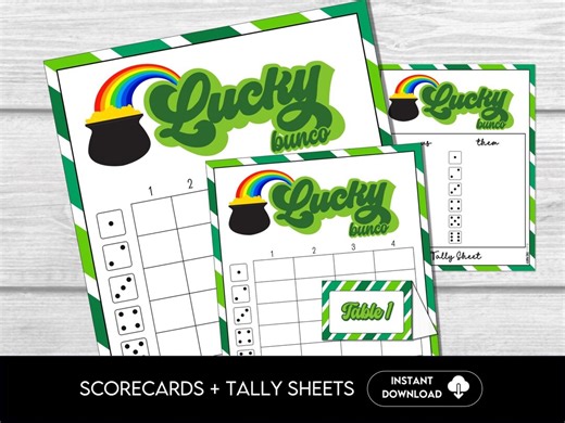 Lucky Bunco Game Essentials Printable – March Score Sheets, Tally & Table Cards - Etsy