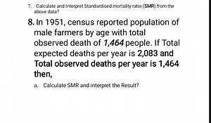 7. Calculate and Interpret Standardised mortality ratio (SMR) f... | Filo