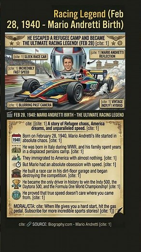 From Refugee Camp to Racing Legend! Mario Andretti Wins It All – Happy Birthday (Feb 28) 🏎️🔥