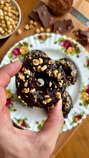 Healthy High Protein Ferrero Rocher Donuts 🍫🍩 Follow @thechefoutwest AND comment DONUT and I’ll send my recipe straight to your inbox. I’m absolutely obsessed with Ferrero Rochers. When I was a kid I used to stuff my pockets full when no one was looking and crush like 20 of them. Honestly, not much has changed. I wanted to try cramming all that Ferrero goodness into a healthy treat and that’s when I came up with these little donuts. They’re so easy to make, and taste exactly like the treat tha