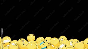 2D rendering emoji ball dropped transition, emoji ball animation effect on transparent background for social media, funny emoji ball