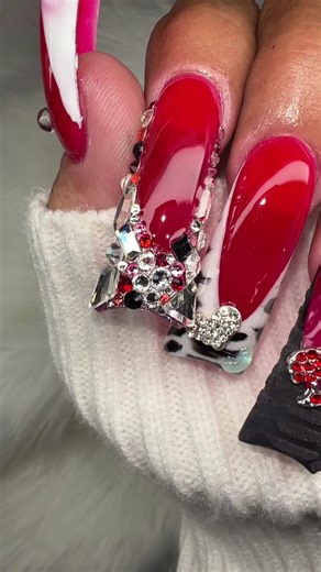 Duck Nails! #nails #nailart #acrylicnails #tutorial #rednails Watch me do my nails on my YouTube! @Bluestreak Crystals @Notpolishinc