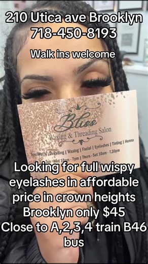 Looking for full wispy #eyelashes in affordable price in crown heights #Brooklyn only $45 Close to A,2,3,4 train B46 bus