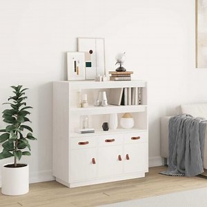 Buffet haut Blanc 100x40x108,5 cm Bois massif de pin vidaXL